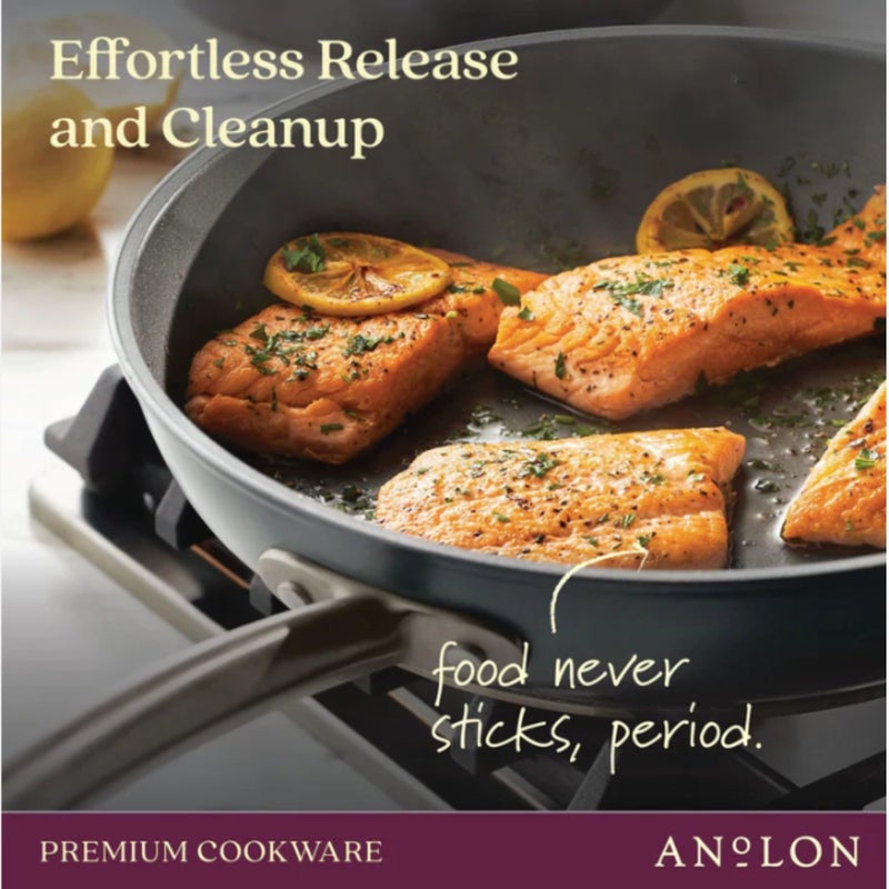 Anolon Accolade Forged Hard Anodized Nonstick Frying Pans/Skillet Set, 10 Inch and 12 Inch - Moonstone Gray - Image 3